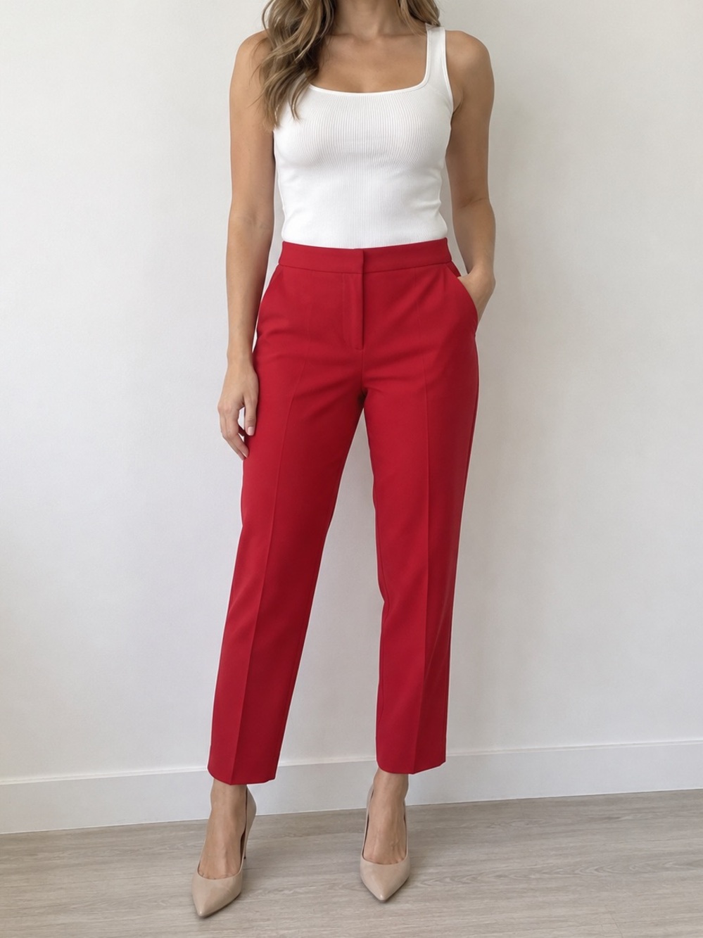 J. Crew Kate Red Slim Ankle Pants Stretch Career Trousers Size 8 - Picture 1 of 7